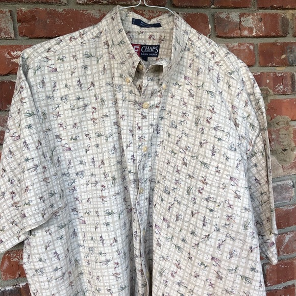 Chaps Other - Chaps tan short sleeve button front shirt size L